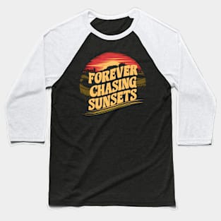 Forever Chasing Sunsets Retro Summer Beach Tropical Summer, Aesthetic Summer Sublimation Baseball T-Shirt